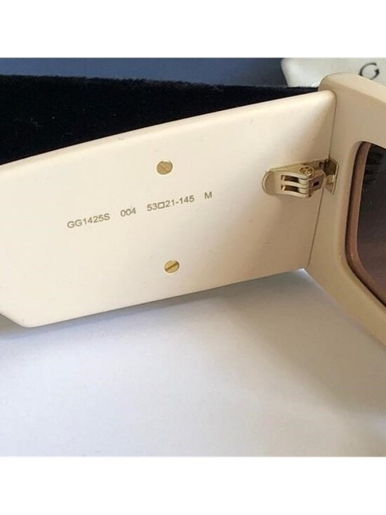 New Authentic Gucci GG1425s 004  Women\'s Cream Rectangular Sunglasses main image 8